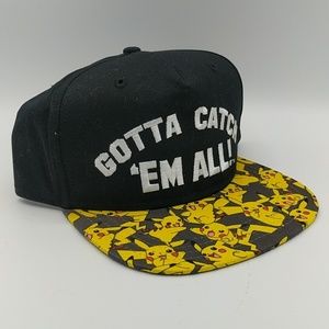 Black Pokemon Cap Hat Snapback Flat Bill Pikachu